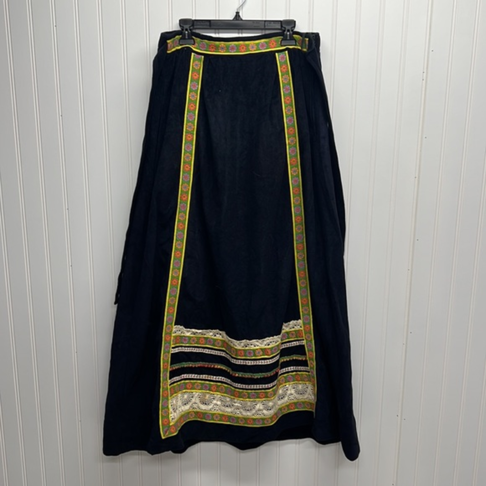 Vintage Evelyn Pearson Velvet Embellished‎ Maxi Skirt-Lederhosen Sz M